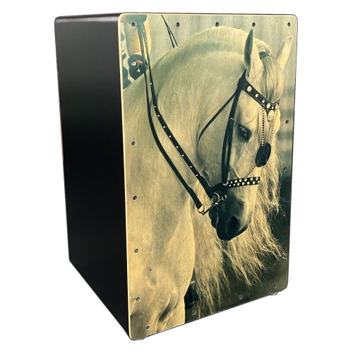 Cajón Flamenco Caballo Blanco con Medallón